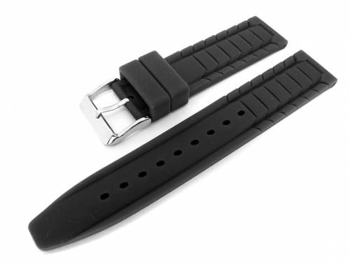 Sportband 20mm schwarz Silikon mit Struktur (Schlieenansto 20 mm) - Bild vergrern 