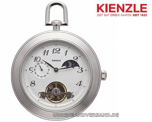 Mechanische Taschenuhr Edelstahl Ziffernblatt creme Ledertasche von Kienzle (*KN*TU*) - Produktbild 