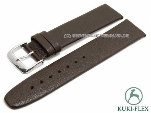 Uhrenarmband 18mm dunkelbraun Leder KUKI-FLEX Patent fein genarbt von KUKI (Schlieenansto 16 mm) - Bild vergrern 