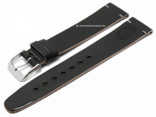 Manufaktur-Uhrenarmband 20mm schwarz SHELL CORDOVAN Leder glatt mit HORWEEN-Pr�gung von KUKI (Schlie�enansto� 18 mm) - Bild vergr��ern 