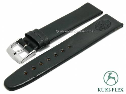 Manufaktur-Uhrenarmband 18mm schwarz HORWEEN SHELL CORDOVAN Leder KUKI-FLEX glatt von KUKI (Schlieenansto 16 mm) - Bild vergrern 