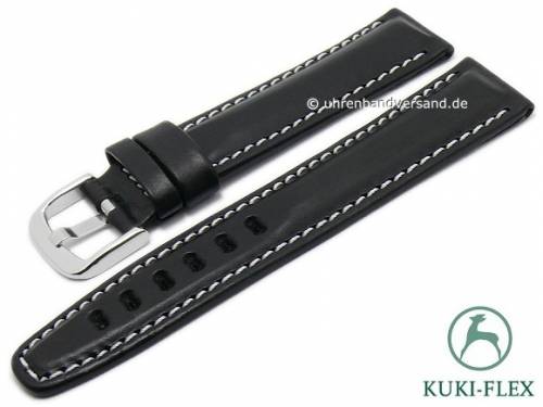 Manufaktur-Uhrenarmband 22mm schwarz HORWEEN CHROMEXCEL Leder KUKI-FLEX helle Naht von KUKI (Schlieenansto 20 mm) - Bild vergrern 