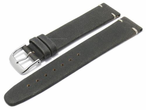 Manufaktur-Uhrenarmband 20mm schwarz HORWEEN ROADMASTER Leder KUKI-FLEX helle Naht von KUKI (Schlie�enansto� 18 mm) - Bild vergr��ern 