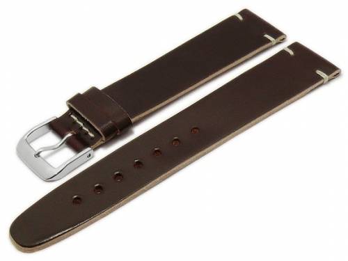 Manufaktur-Uhrenarmband 19mm dunkelbraun HORWEEN SHELL CORDOVAN Leder glatt helle Naht von KUKI (Schlie�enansto� 16 mm) - Bild vergr��ern 