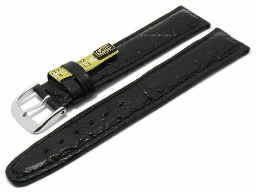 Manufaktur-Uhrenarmband 18mm schwarz echt Krokodil KUKI-FLEX abgen�ht von KUKI (Schlie�enansto� 18 mm) - Bild vergr��ern 