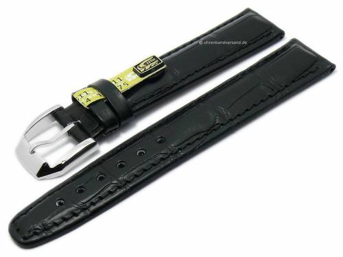 Manufaktur-Uhrenarmband 18mm schwarz echt Alligator KUKI-FLEX abgen�ht von KUKI (Schlie�enansto� 18 mm) - Bild vergr��ern 