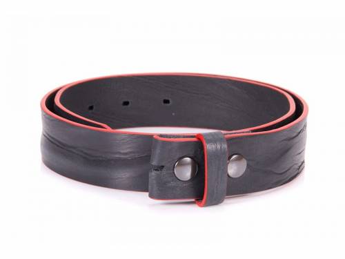 ABVERKAUF: Lederg�rtel OHNE Schlie�e Druckknopf schwarz-rot v. BA-98 MADE IN GERMANY - Gr��e 110 (Breite ca. 4 cm) - Bild vergr��ern 