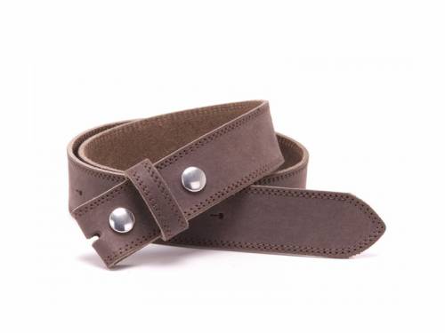 ABVERKAUF: Lederg�rtel OHNE Schlie�e Druckknopf dbraun Velourartig BA-98 MADE IN GERMANY - Gr��e 110 (Breite ca. 4 cm) - Bild vergr��ern 