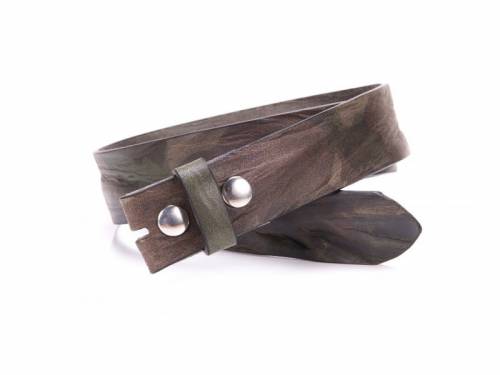 ABVERKAUF: Lederg�rtel OHNE Schlie�e Druckknopf camouflage Vintage BA-98 MADE IN GERMANY - Gr��e 110 (Breite ca. 4 cm) - Bild vergr��ern 