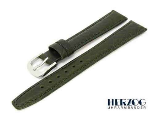 Uhrenarmband 14mm dunkelgr�n Herzog -Kalb matt- grob genarbt - Bild vergr��ern 
