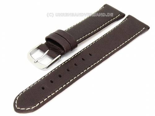 Uhrenarmband -Eco- 24mm dunkelbraun Natur-Leder helle Naht von BECO (Schlie�enansto� 22 mm) - Bild vergr��ern 