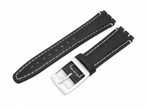 Uhrenarmband -Alligator- f�r Swatch XL 19mm schwarz Leder Alligator-Narbung - Bild vergr��ern 