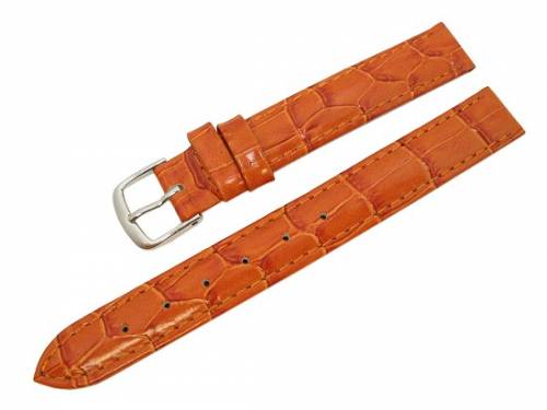 Uhrenarmband -Alligator Elegance- 14mm orange Alligator-Pr�gung (Schlie�enansto� 12 mm) - Bild vergr��ern 
