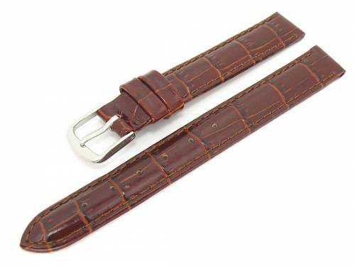 Uhrenarmband -Alligator Elegance- 12mm rotbraun Alligator-Pr�gung (Schlie�enansto� 12 mm) - Bild vergr��ern 