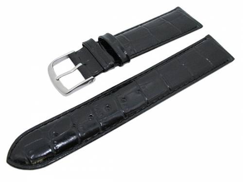 Uhrenarmband -Alligator Elegance- 22mm schwarz Alligator-Pr�gung (Schlie�enansto� 20 mm) - Bild vergr��ern 
