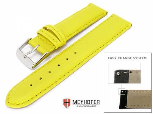 Uhrenarmband -Montpellier- 22mm gelb glatt abgen�ht mit Easy Change System von MEYHOFER - Bild vergr��ern 