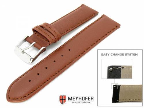 Uhrenarmband -Montpellier- 20mm rotbraun glatt abgen�ht mit Easy Change System von MEYHOFER - Bild vergr��ern 