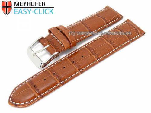 Uhrenarmband Meyhofer EASY-CLICK -Marseille- 22mm braun Alligator-Pr�gung wei�e Naht (Schlie�enansto� 20 mm) - Bild vergr��ern 