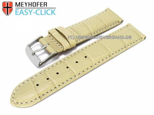 Uhrenarmband Meyhofer EASY-CLICK -Marseille- 22mm creme Alligator-Pr�gung wei�e Naht (Schlie�enansto� 20 mm) - Bild vergr��ern 