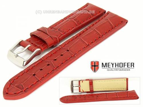 Uhrenarmband -Valencia- 18mm rot Alligator-Pr�gung abgen�ht von MEYHOFER - Bild vergr��ern 