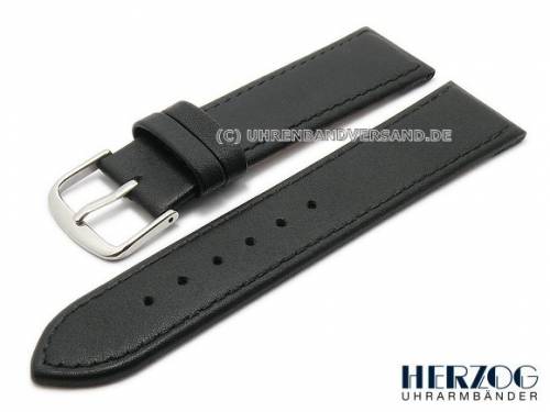 Uhrenarmband XS -Elegance- 18mm schwarz Kalbleder matt abgen�ht von HERZOG (Schlie�enansto� 16 mm) - Bild vergr��ern 