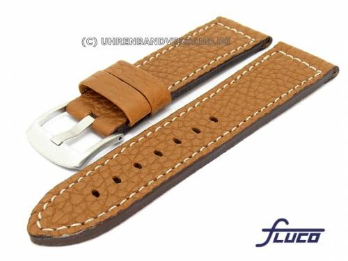 Uhrenband -Aviator- 22mm hellbraun naturgeschrumpftes Leder von Fluco - Bild vergr��ern 