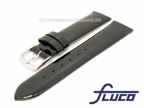 Uhrenarmband -Lackleder- 20mm schwarz glatt von Fluco (Schlie�enansto� 18 mm) - Bild vergr��ern 