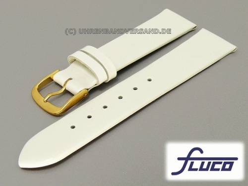 Uhrenarmband -Lackleder- 18mm wei� glatt von Fluco (Schlie�enansto� 16 mm) - Bild vergr��ern 