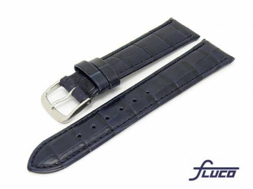 Uhrenarmband XS 20mm dunkelblau Alligator-Pr�gung von Fluco (Schlie�enansto� 18 mm) - Bild vergr��ern 