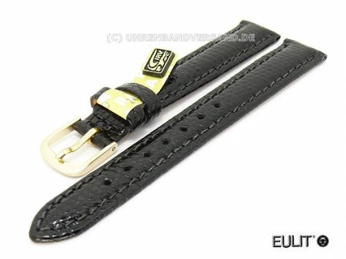 Uhrenarmband 14mm schwarz EULIT echt Eidechse (Schlieenansto 12 mm) - Bild vergrern 