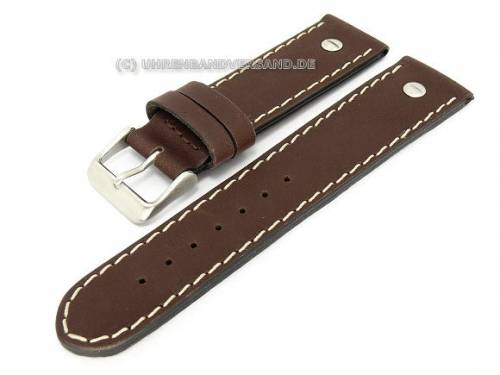 Uhrenarmband 20mm dunkelbraun -Chrono Matt- Leder glatt mit Zierschrauben von BECO (Schlie�enansto� 18 mm) - Bild vergr��ern 