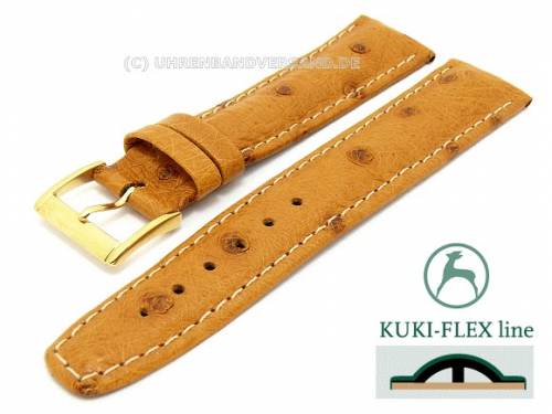 Uhrenarmband 19mm hellbraun echt Strau mit Kuki Flex-Patent abgenht von KUKI (Schlieenansto 18 mm) - Bild vergrern 