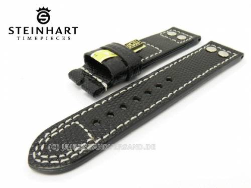 Uhrenarmband STEINHART 22mm schwarz echt Eidechsenleder (Schlie�enansto� 22 mm) - Bild vergr��ern 