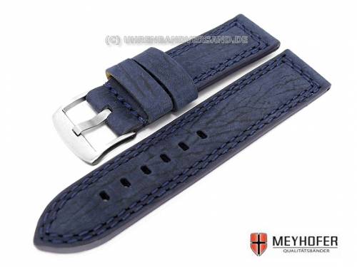Uhrenarmband -Locarno- 22mm dunkelblau besondere Narbung Doppelnaht MEYHOFER (Schlie�enansto� 22 mm) - Bild vergr��ern 
