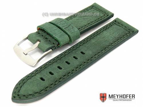 Uhrenarmband -Locarno- 20mm dunkelgr�n besondere Narbung Doppelnaht MEYHOFER(Schlie�enansto� 20 mm) - Bild vergr��ern 
