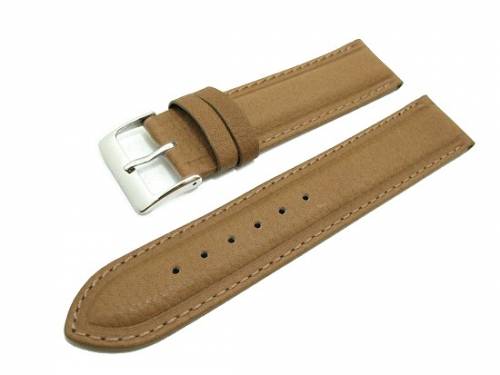 Uhrenarmband 18mm hellbraun (natur) von Herzog -Nappa- Mittelwulst abgen�ht - Bild vergr��ern 