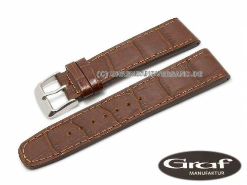 Uhrenarmband -Olympia- 18mm braun Alligator-Pr�gung rustikal von Graf (Schlie�enansto� 18 mm) - Bild vergr��ern 