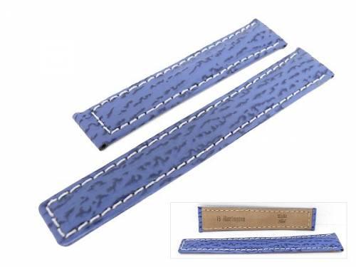 Uhrenarmband 18mm royalblau EULUX echt Hai wei�e Naht f�r Breitling (Schlie�enansto� 16 mm) - Bild vergr��ern 