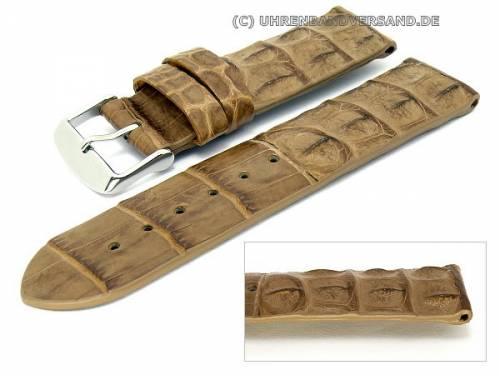 Uhrenarmband -Exotica Extreme- 18mm braun echt Alligator ohne Naht (Schlie�enansto� 18 mm) - Bild vergr��ern 