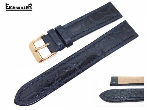Uhrenarmband 20mm dunkelblau Kroko-Pr�gung von Eichm�ller (Schlie�enansto� 18 mm) - Bild vergr��ern 