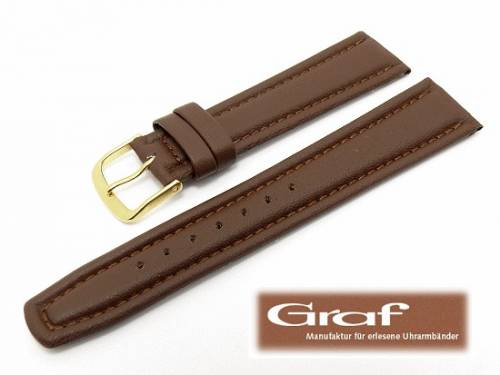 Uhrenarmband -Montana- 18mm mittelbraun fein genarbt Wulst von Graf (Schlie�enansto� 16 mm) - Bild vergr��ern 