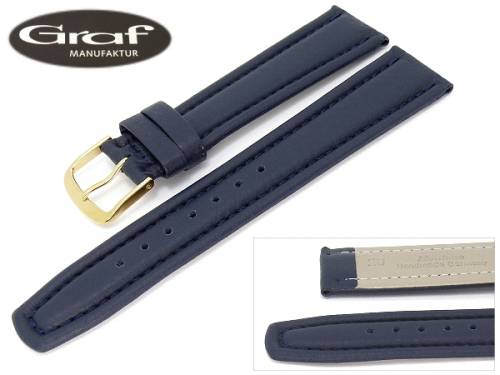 Uhrenarmband -Montana- 20mm dunkelblau fein genarbt Wulst von Graf (Schlie�enansto� 18 mm) - Bild vergr��ern 