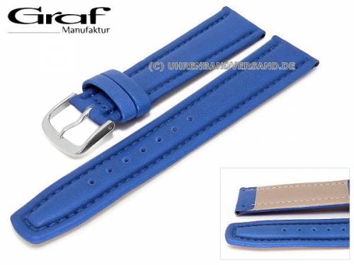 Uhrenarmband -Montana- 18mm royalblau fein genarbt Wulst von Graf (Schlie�enansto� 16 mm) - Bild vergr��ern 