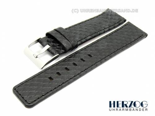 Uhrenarmband -Python- 18mm schwarz von Herzog Python-Pr�gung abgen�ht - Bild vergr��ern 