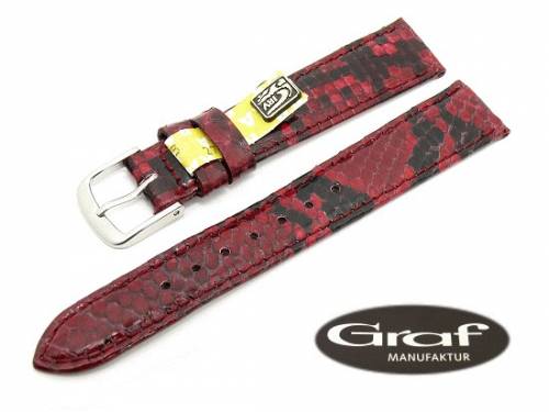 ABVERKAUF: Uhrenarmband -Pina Colada- 14mm dunkelweinrot echt Python-Schlange von Graf (Schlie�enansto� 12 mm) - Bild vergr��ern 