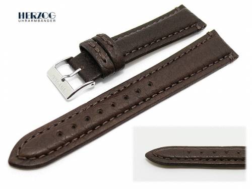 Uhrenarmband 18mm dunkelbraun Herzog -Buffalo- abgen�ht - Bild vergr��ern 