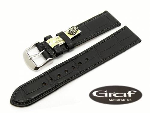 Uhrenarmband -Alligator- 22mm schwarz echt Alligator Louisiana matt von Graf (Schlie�enansto� 18 mm) - Bild vergr��ern 