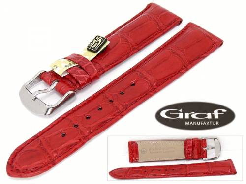 Uhrenarmband -Louisiana- 18mm rot echt Alligator Wulst matt von Graf (Schlie�enansto� 16 mm) - Bild vergr��ern 
