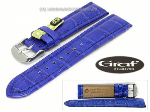 Uhrenarmband -Swing- 20mm azurblau echt Alligator Louisiana Wulst von Graf (Schlie�enansto� 18 mm) - Bild vergr��ern 
