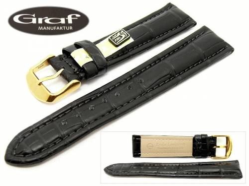 Uhrenarmband -Swing- 22mm schwarz echt Alligator Louisiana Wulst von Graf (Schlie�enansto� 20 mm) - Bild vergr��ern 